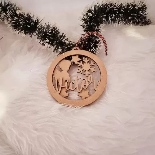 Decorațiune CreativArt personalizată din lemn pentru bradul de Crăciun