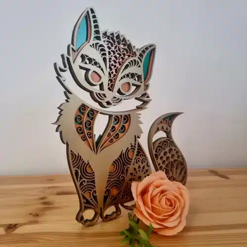 Tablou CreativArt Multistrat Pisica Mandala: Eleganță, Profunzime și Personalizare