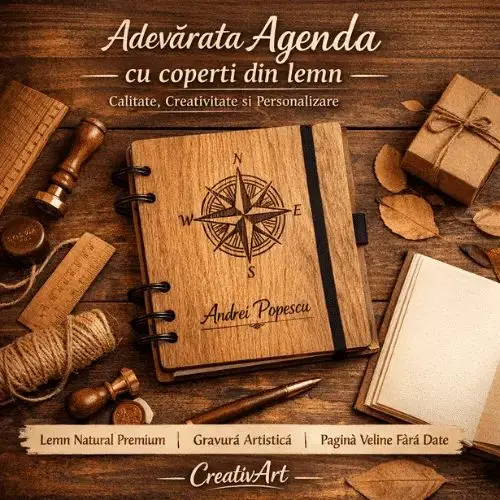 Agenda cu coperti din lemn