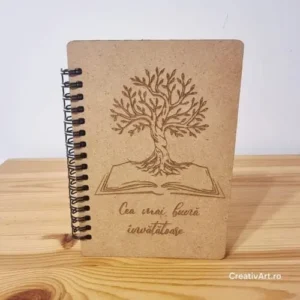 Agendă personalizata din lemn pentru învățătoare