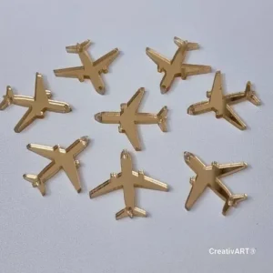Avion auriu din plexiglas oglindă 3.5 cm