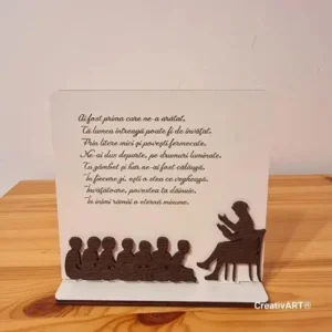 Decoratiune cu mesaj gravat pentru invatatoare