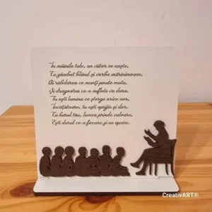 Decoratiune cu mesaj gravat pentru invatatoare