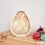 Decorațiune ou din lemn iepurași paste i2