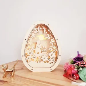 Decorațiune ou din lemn iepure paste i3