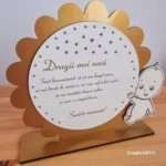 Trofeu decorativ premium nași botez baiat