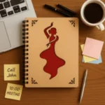 Agenda din lemn cu silueta flamenco