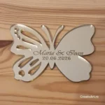 Decoratiune fluture oglinda aurie
