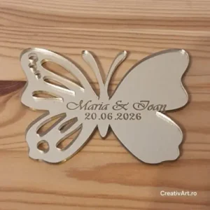 Decoratiune fluture oglinda aurie