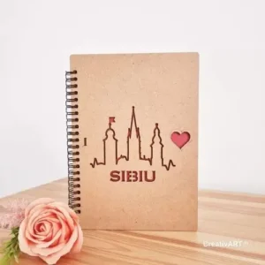 Agenda din lemn I Love Sibiu
